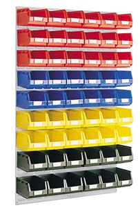 Bott Louvred Panels | Wall Mounted Louver Container Storage 2 x 457mm W x 1486mm H Bott Louvre Panels with 54 bins